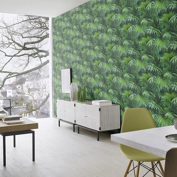 papel de parede natureza folhas de palmeiras tropicaisverde escuro